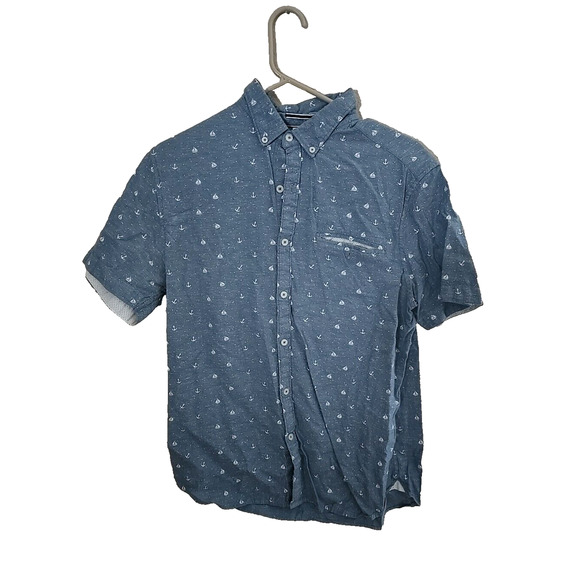 Cactus Man New York Blue Nautical Sail Boat Slim Fit Button Down Shirt Mens LG - Picture 1 of 5